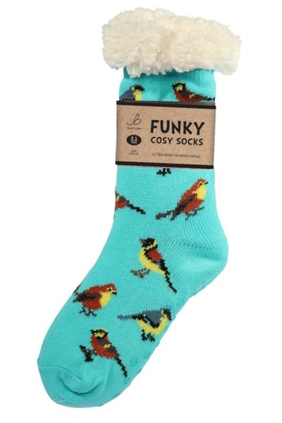 Funky Sherpa Socks - Garden Birds