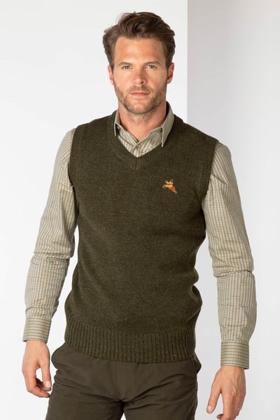 Men's Sleeveless Shooting Jumper - Wykeham - Olive Tweed