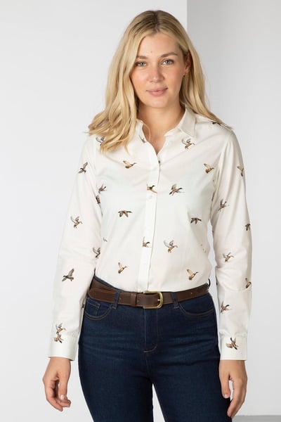 Ladies Printed Shirt - Wistow II - Flying Ducks White