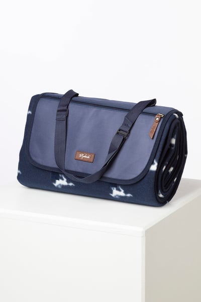 Patterned Picnic Rug - Galloping Horse Navy