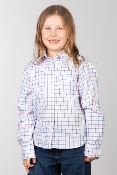 Land-Mädchen-Karo-Hemden - Ellie Blau