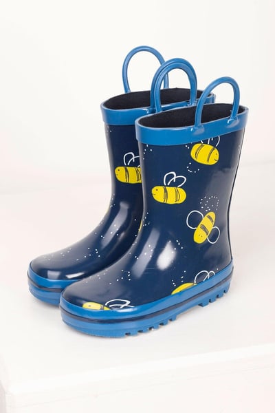 Junior Splish Splash Wellies - Bumble Bee Blue