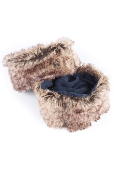 Ladies Fur Boot Liners - Grey/Navy