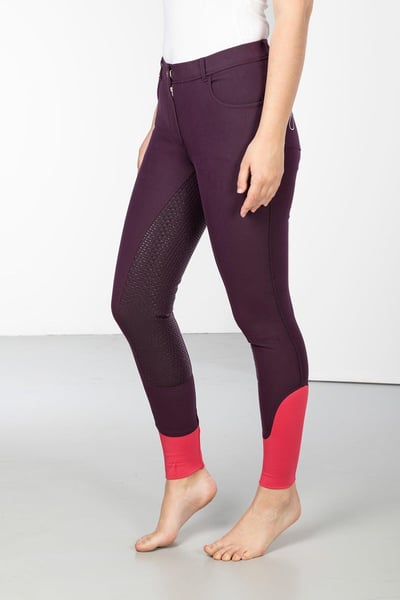 Ladies Askwith Sports Grip 'Grippy Sticky Seat' Jodhpurs - Berry