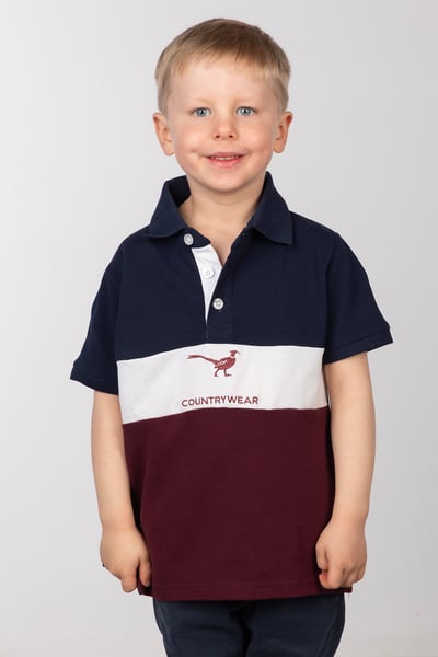 Junior Polo Shirt - Byland - Pheasant Navy/White/Wine