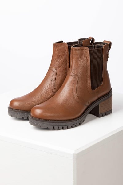 Ladies Heeled Leather Chelsea Boots - Welburn - Tan