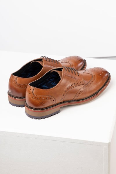 Men's Brogue Shoes - Skipton - Tan