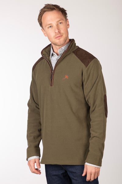 Men's Knitted Fleece Pheasant Jumper - Gembling - Olive Marl
