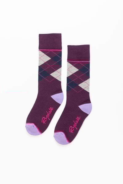 Junior Knee Length Socks - Argyle Berry/Navy