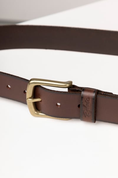 Men's Leather Jeans Belt - Kiplin - Brier Red