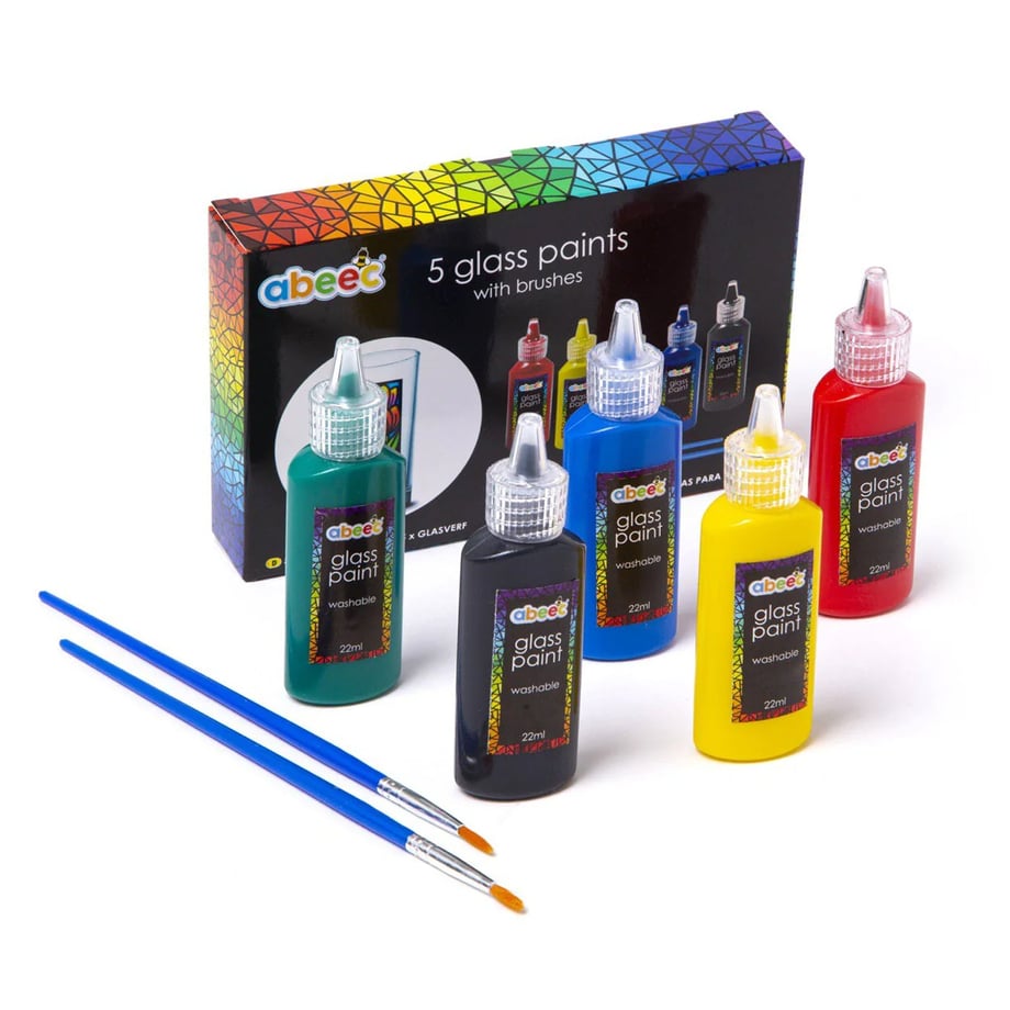 ABEEC 5 Glass Paints With Brushes UK