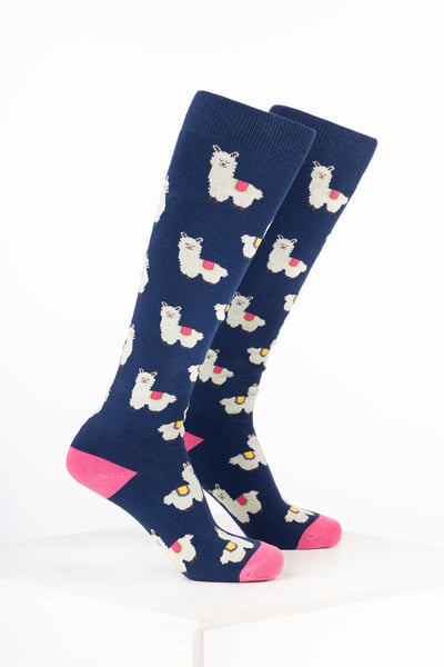 Damen-Gummistiefelsocken mit Tiermotiven - Alpaka Denim