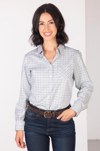 Ladies Hannah Country Check Shirt - Tattersall - Blue Tattersall