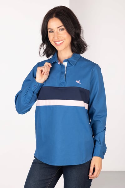 Ladies Stripe Deck Shirt - Bramham - Blue