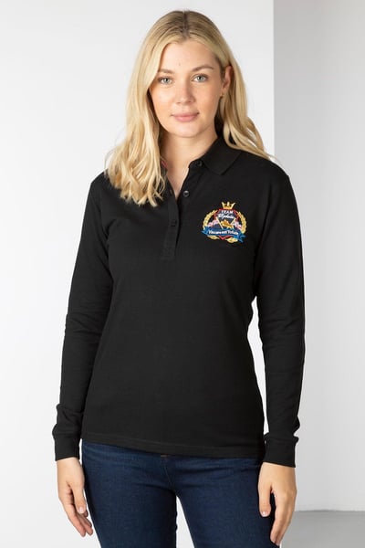 Ladies Charlie Long Sleeve Polo Shirt - Black