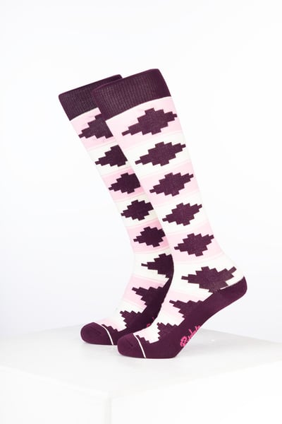 Women’s Bamboo Rich Polo Belt Riding Socks - Polo Cream/Soft Pink/Dark Berry