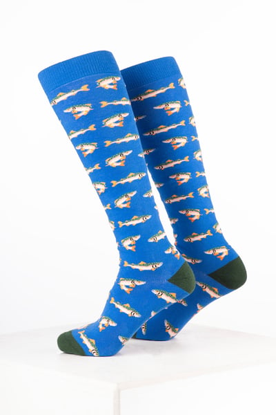 Men's Animal Welly Socks - Fish Blue