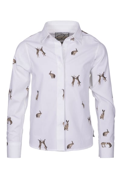Girls Printed Shirt - Wistow - Hare White
