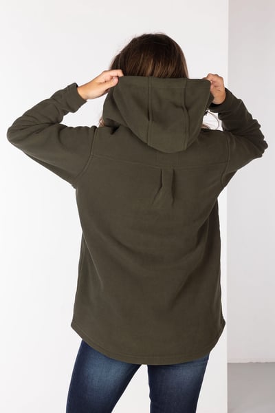 Ladies Hooded Fleece Smock - Danby - Olive