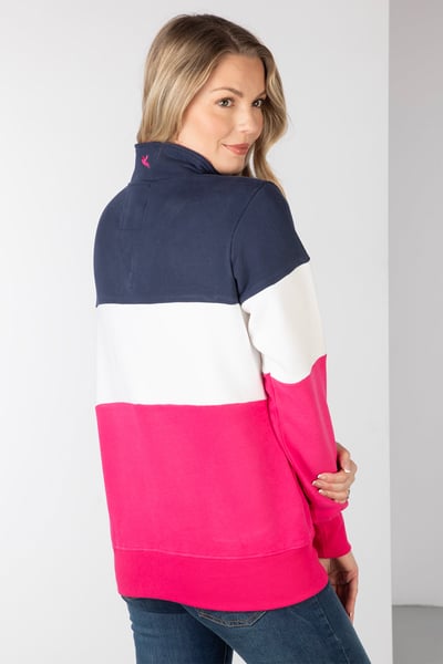 Ladies Sweatshirt - Byland - Rydale Navy/White/Bonbon