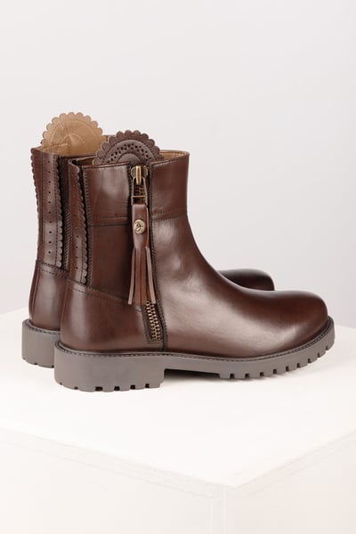 Kurze spanische Damenstiefel aus Leder - Haworth - Braun