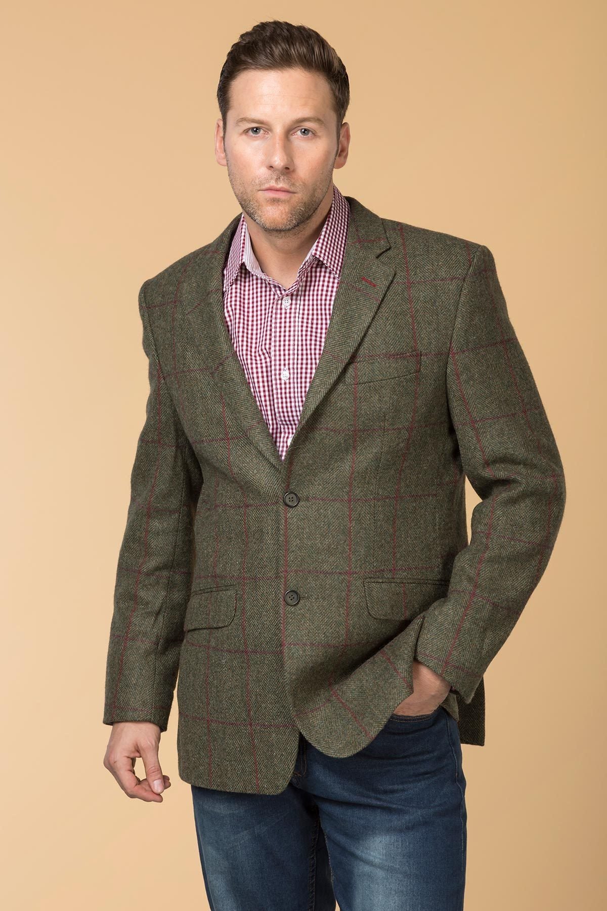 Mens Brown Checked Tweed Jacket UK | British Tweed Blazer - Rydale