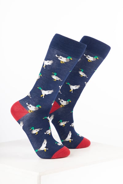 Damen-Knöchelsocken mit Vogelmotiv - Segeltuch Denim