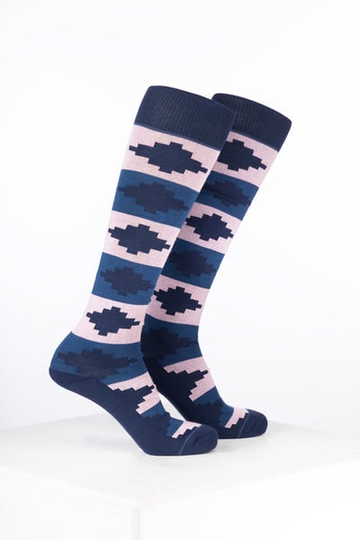 Women’s Bamboo Rich Polo Belt Riding Socks - Polo Denim/Soft Pink/Navy