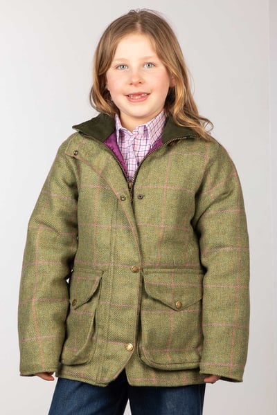 Girls Tweed Jacket - Wrelton - Light Green/Pink