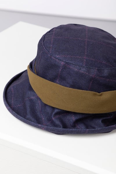 Ladies Twisted Band Tweed Hat - Danby - Navy