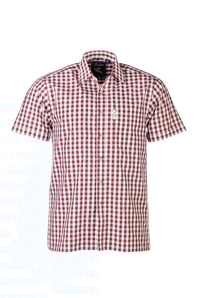 Men's Short Sleeved Country Shirt - Egton - Burgundy/White