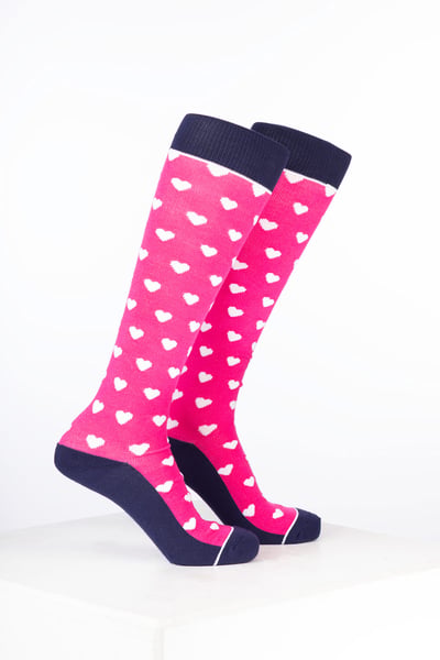 Women’s Bamboo Rich Heart Riding Socks - Heart Bonbon