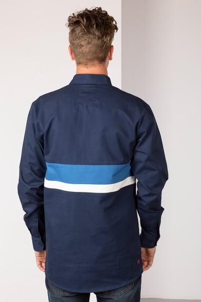 Men's Stripe Deck Shirt - Beadlam - Navy