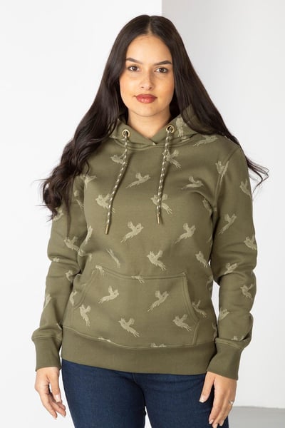 Women's Woven Loungewear Hoody - Arram - Khaki Pheasant