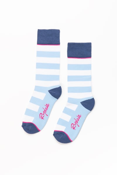 Ladies Broadstripe Ankle Sock - Soft Blue