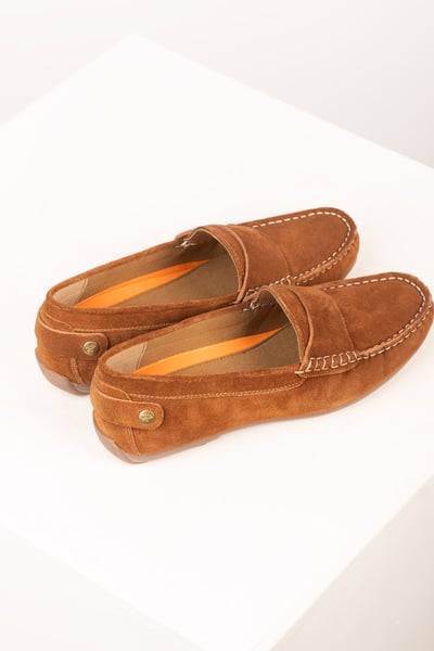 Ladies Suede Driving Loafer- Wrelton - Tan