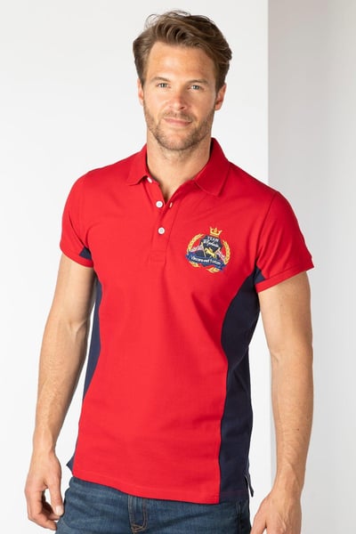 Men's Muston Panel Polo Shirt - Red