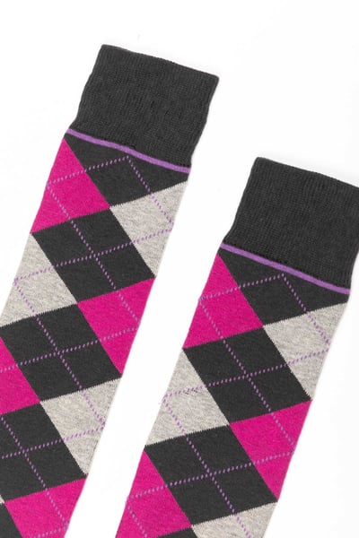 Damen Argyle Kniestrümpfe - Dunkelgrau