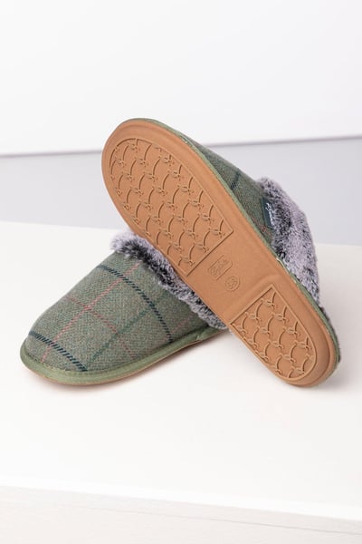 Ladies Tweed Slippers - Beswick - Blue