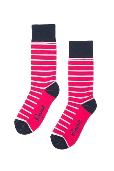 Ladies Striped Ankle Socks - Bonbon