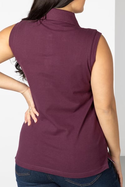 Ärmelloses Damen-Poloshirt Charlie - Damson