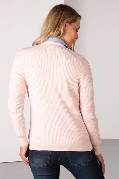 Gerippter Damen-Pullover mit V-Ausschnitt - Gemma - Sorbet