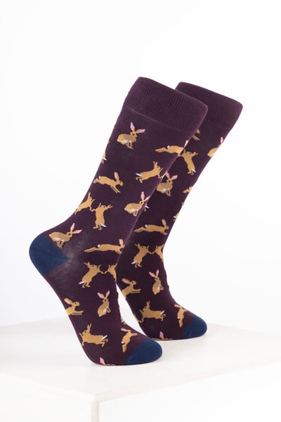 Women’s Bamboo Rich Animal Ankle Socks - Hare Dark Berry