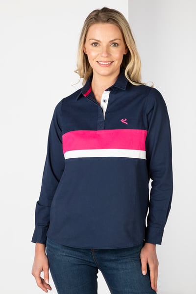 Ladies Stripe Deck Shirt - Bramham - Navy