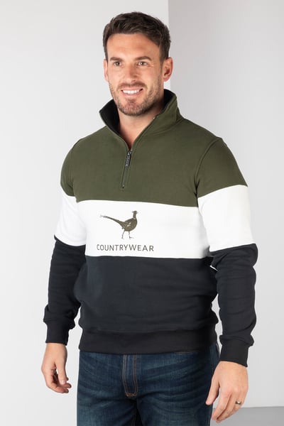 Sudadera de hombre - Byland - Faisán Oliva/Blanco/Negro
