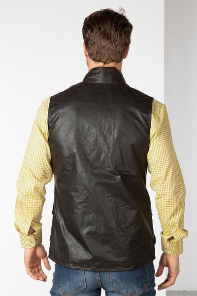 Men's Cotton Lined Wax Waistcoat - Richmond - Brown