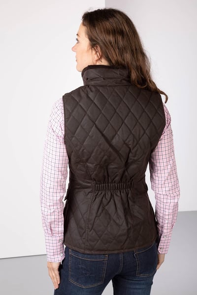 Ladies Diamond Quilted Wax Waistcoat II - Brown