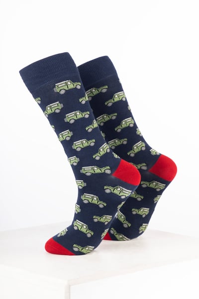 Calcetines tobilleros para hombre con estampado de coche - 4x4 Azul marino