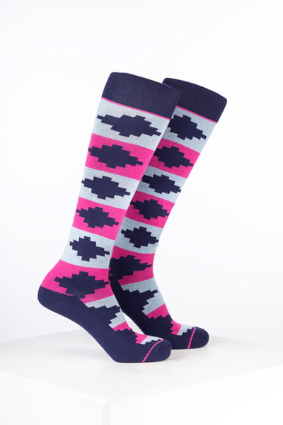 Women’s Bamboo Rich Polo Belt Riding Socks - Polo Bonbon/Soft Blue/Denim