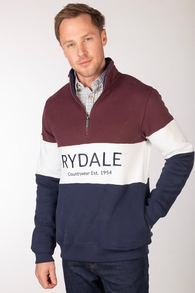 Men's Sweatshirt - Byland - Rydale Navy/White/Wine
